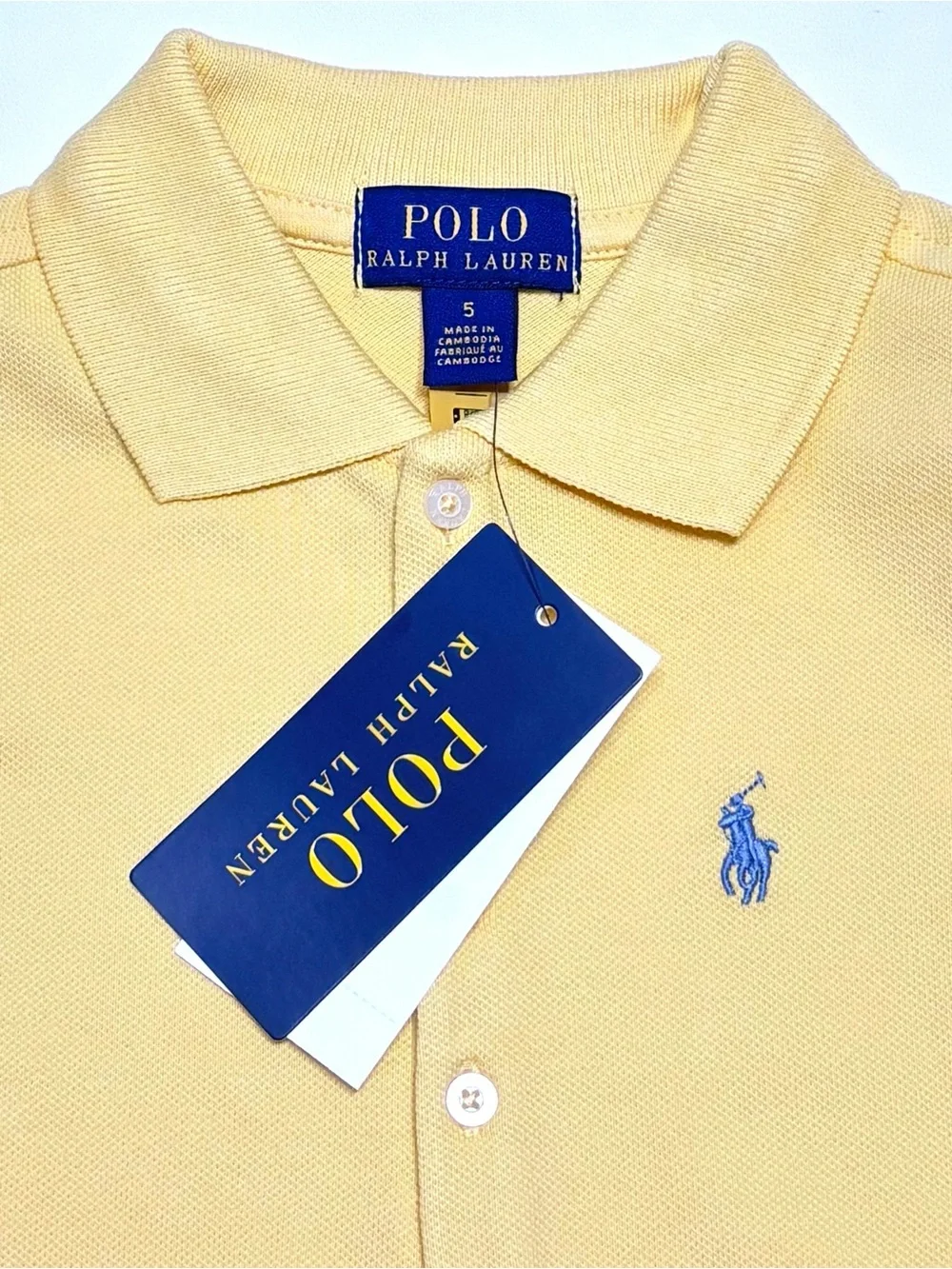 NEW Ralph Lauren Yellow Short Sleeve Drop Waist Cotton Mesh Polo Dress Girl 5